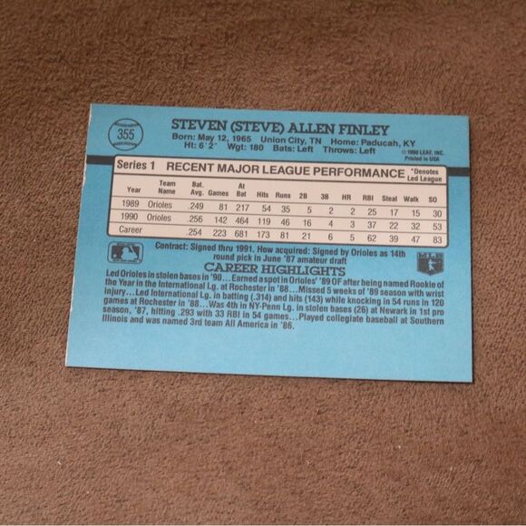 Steve Finley #355 Baseball Card - Picture 2 of 2